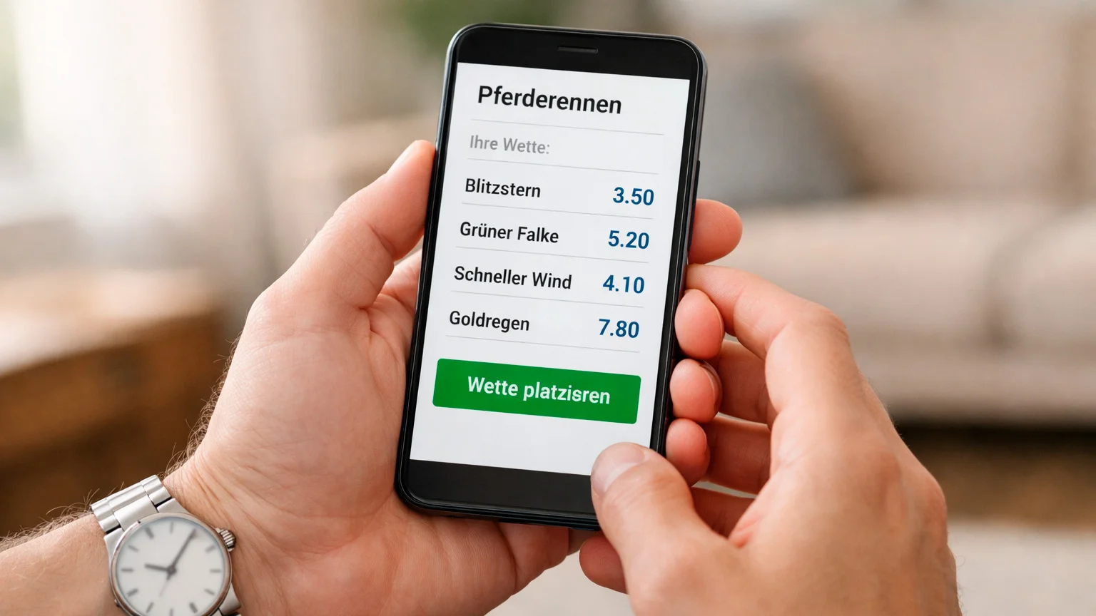 Wettschein wird am Smartphone ausgefüllt