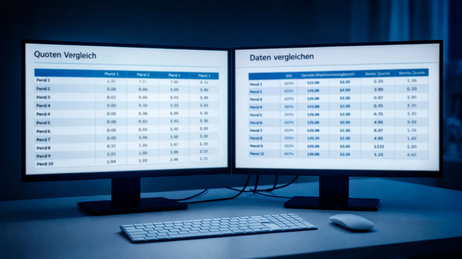 Bildschirm mit Quotenvergleich und Analyse-Tools