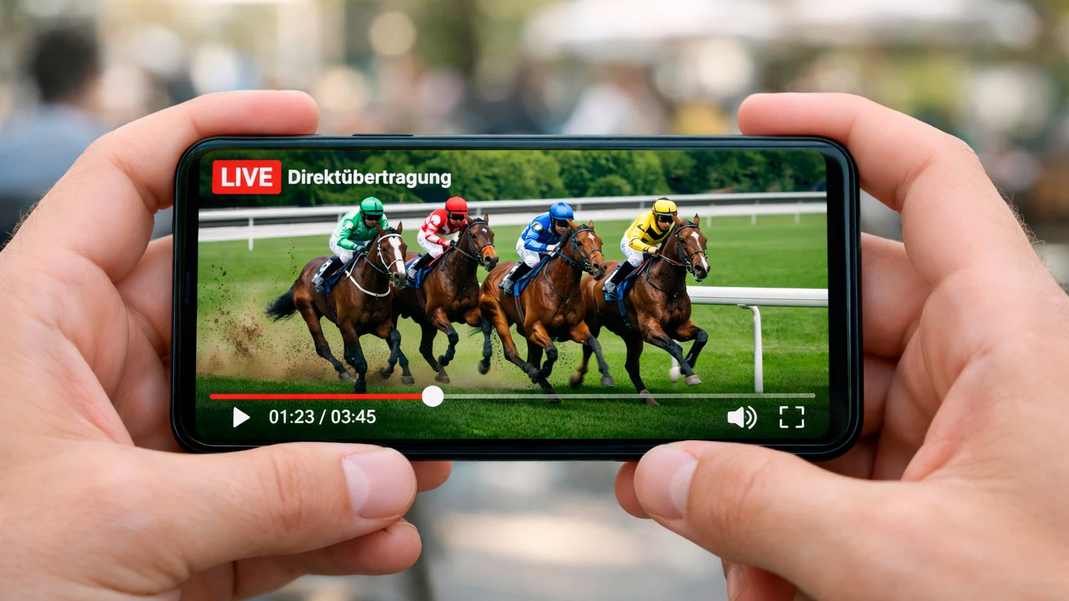 Pferderennen wird live auf dem Smartphone gestreamt