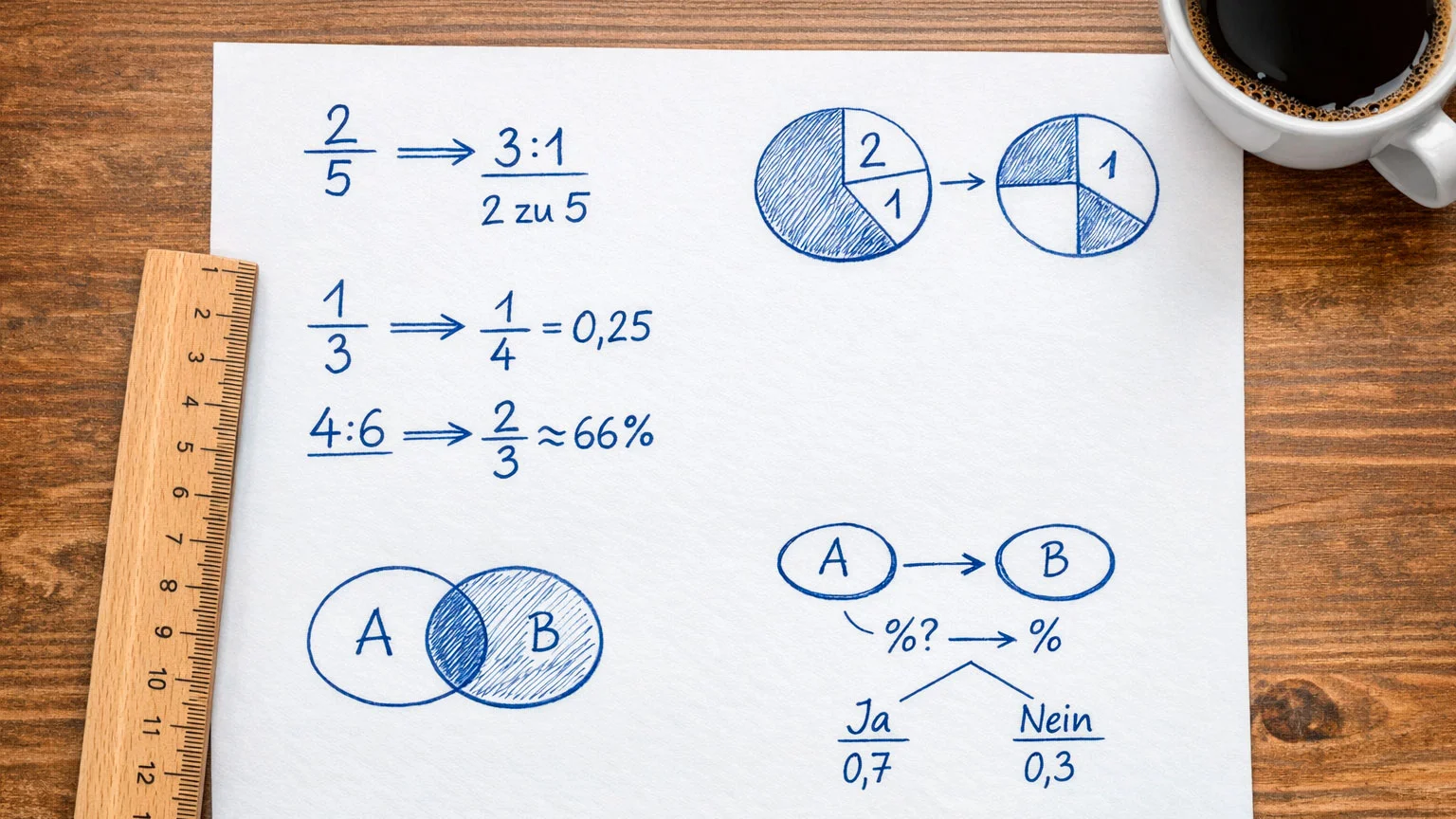 Einfache Darstellung von Quoten und Wahrscheinlichkeiten auf Papier