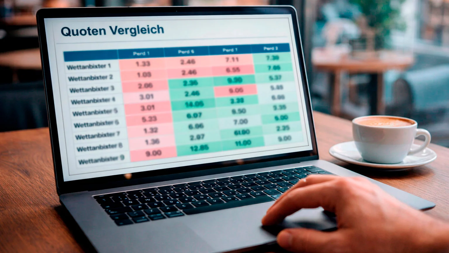 Laptop zeigt Quotenvergleich verschiedener Anbieter