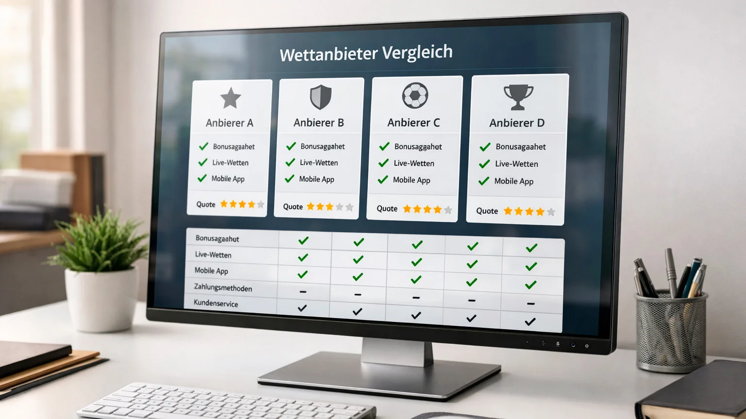 Vergleich verschiedener Wettanbieter-Logos auf einem Bildschirm